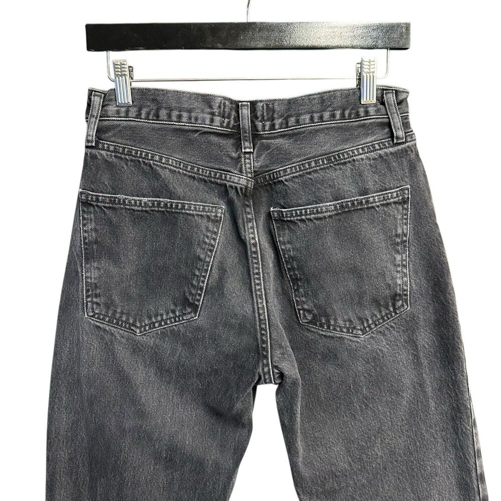 Agolde Jeans Women Size 27 Lana Cropped In Rhyme Black Denim Button Fly Distress - Picture 10 of 16